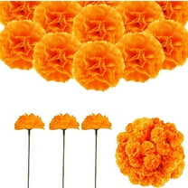 Artificial Flowers,2.4x1.6in Artificial Marigold for Day of the Dead Flower,QZS Portable Flowers for Marigold Garland Making,Orange,60Pack