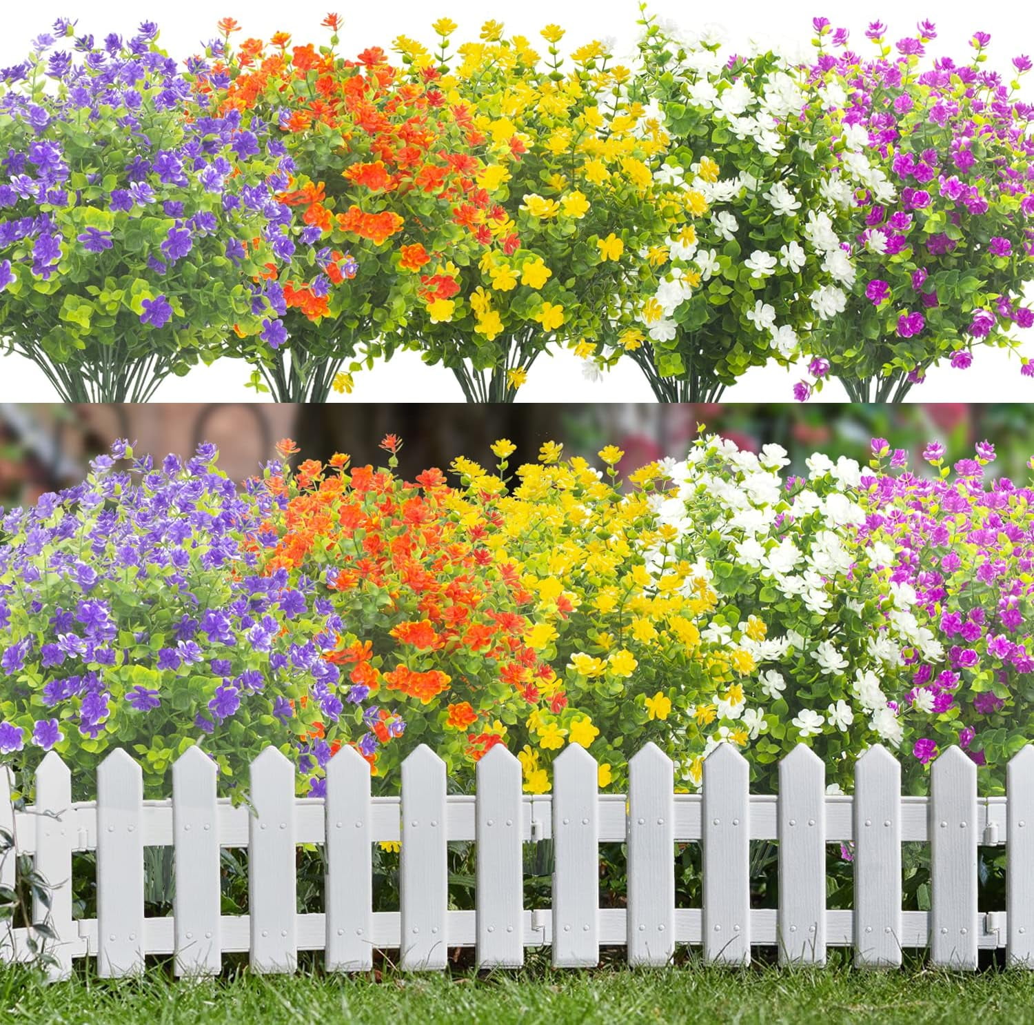 Artificial Flowers, 20 Bundles Outdoor Fake Flowers for Decoration UV ...