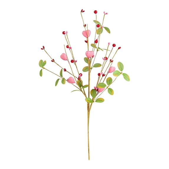 Artificial Flowers,24pcs Love Flower Branches Festival Heart Shaped Star Berry Cutting Simulation Red Home Decoration Flower Arrangement Jewelry
