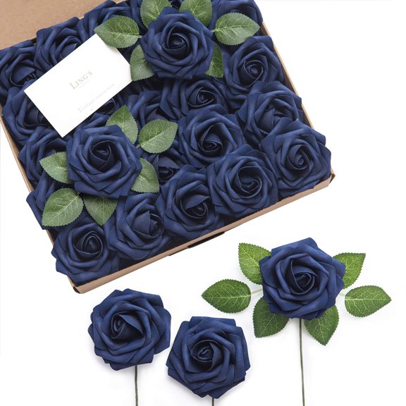 Artificial Flowers 25Pcs Earth Brown Roses Decor w/Stems,3" Real Touch DIY Foam Floral for Wedding Bouquet/Centerpieces, Outdoors Party Backdrop, Room/Table, and Garden/Pot Decorations