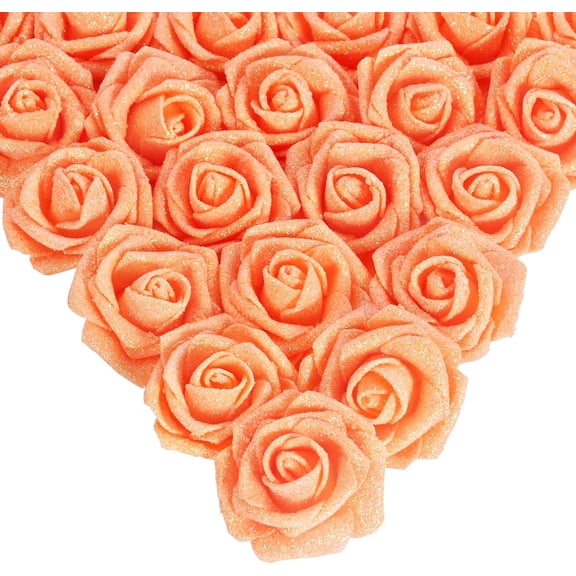 Artificial Flowers, 25pcs Foam Glitter Roses Glitter Foam Rose Foam Rose with Stem for DIY Wedding Bridal Bouquet Home Party Christmas Decoration(Silver)