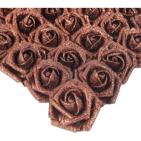 Artificial Flowers, 25pcs Foam Glitter Roses Glitter Foam Rose Foam Rose with Stem for DIY Wedding Bridal Bouquet Home Party Christmas Decoration(Silver) A