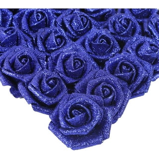 Blue Tinted Rose Bouquet with Silver Glitter 12-Stem