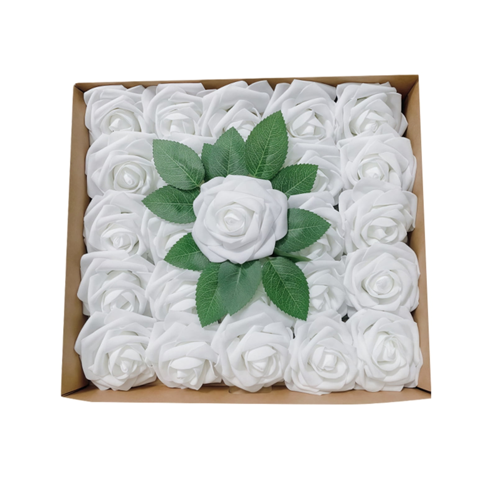 Artificial Flowers 25pcs Real Looking Blush Foam Fake Roses with Stems ...