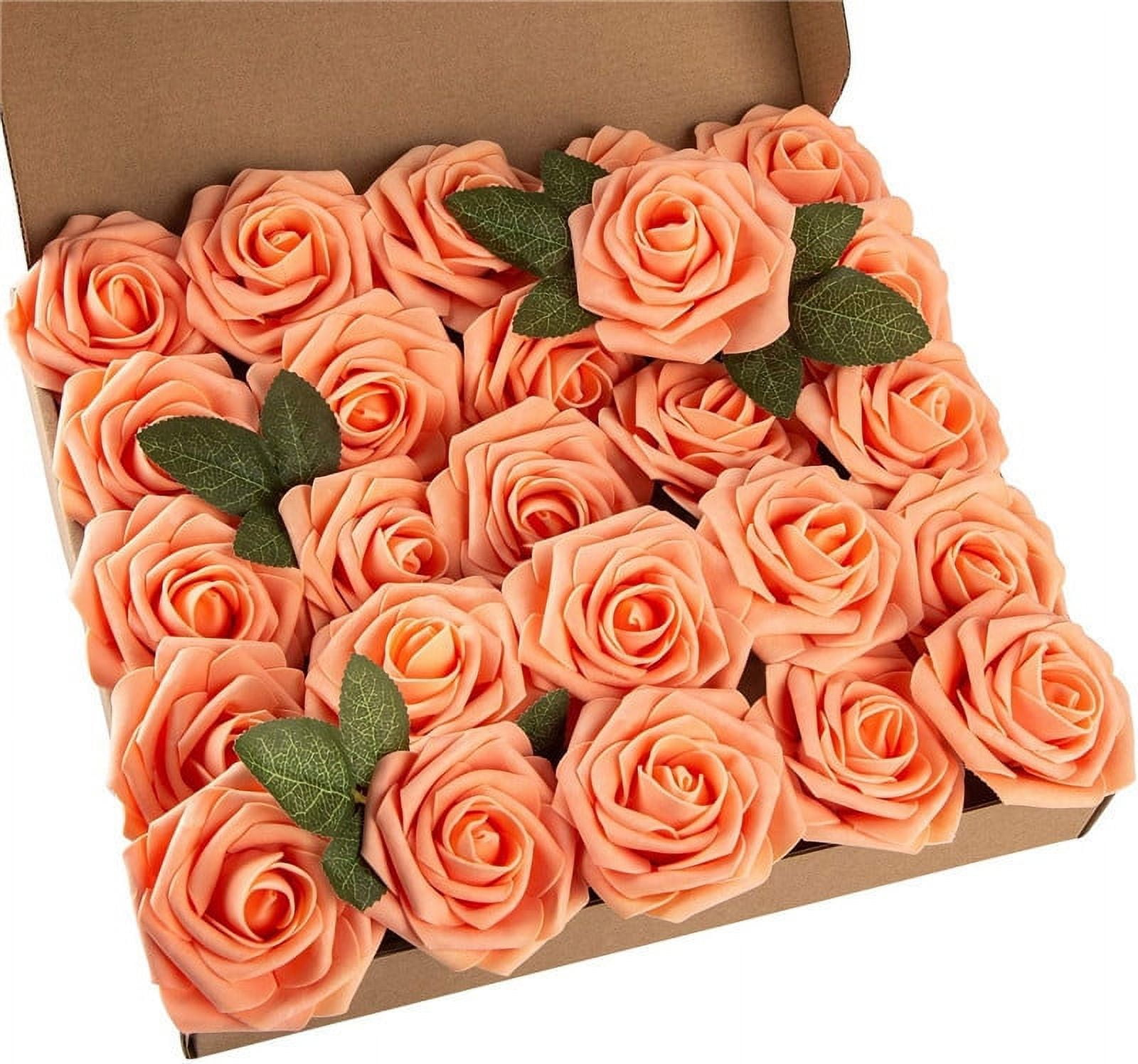 Artificial Flowers 25pcs Real Looking Dusty Rose Foam Fake Roses with ...