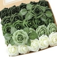 thumbnail image 1 of Artificial Flowers 25pcs Real Looking Emerald Green Ombre Colors Foam Fake Roses with Stems for DIY Wedding Bouquets Bridal Shower Centerpieces Sage Green Floral Arrangements Tables Decoration, 1 of 5