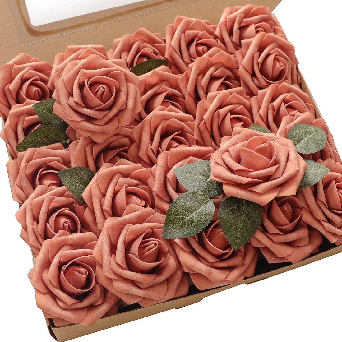 Artificial Flowers 25pcs Real Looking Ivory Foam Fake Roses with Stems ...