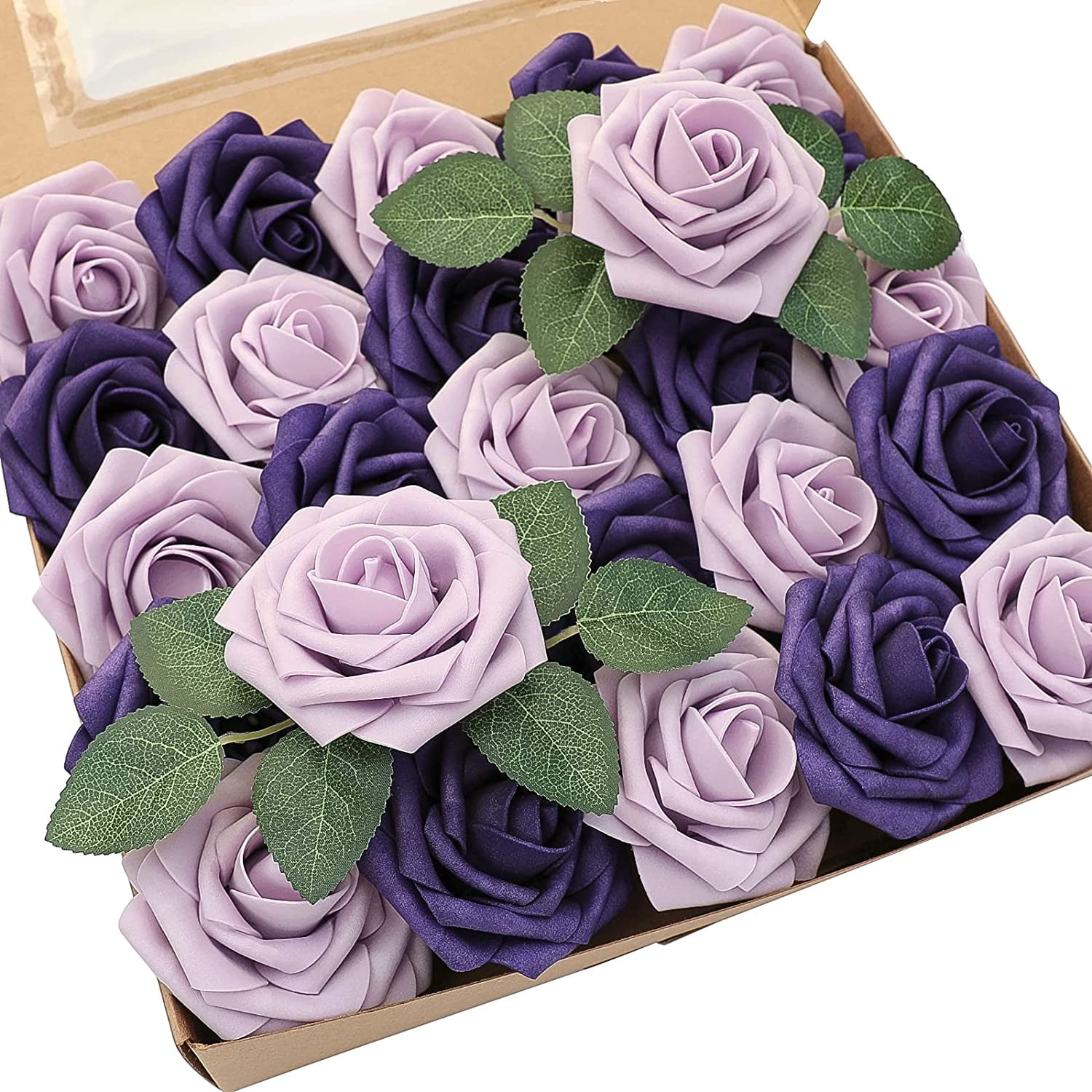 Artificial Flowers 25pcs Real Looking Ivory Foam Fake Roses with Stems ...