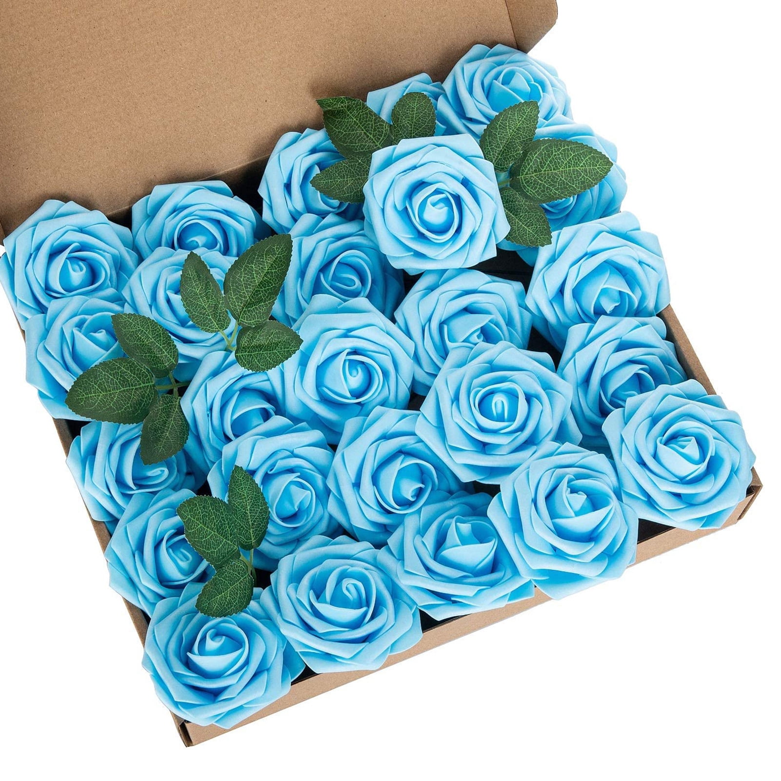 Artificial Flowers 25pcs Real Looking Ivory Foam Fake Roses with Stems ...