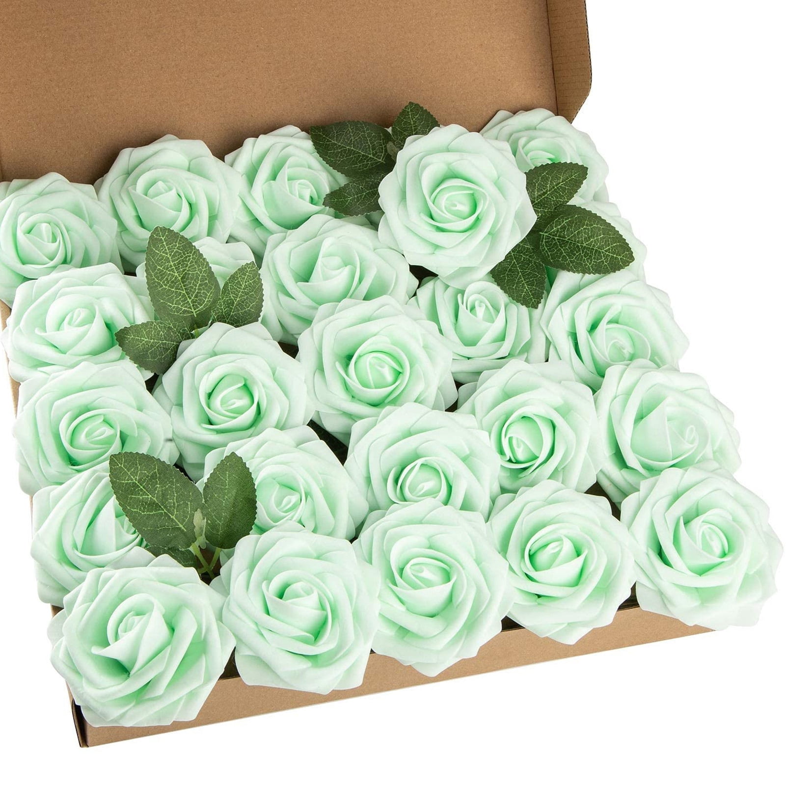 Artificial Flowers 25pcs Real Looking Ivory Foam Fake Roses with Stems ...