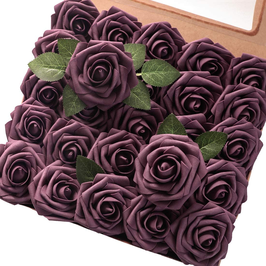 Artificial Flowers 25pcs Real Looking Ivory Foam Fake Roses with Stems ...