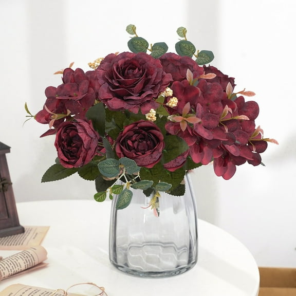 Artificial Flowers,2PC Artificial Flower Latex Real Bridal Wedding Bouquet Home Decoration Artificial Flowers Fake Peony Silk Flowers