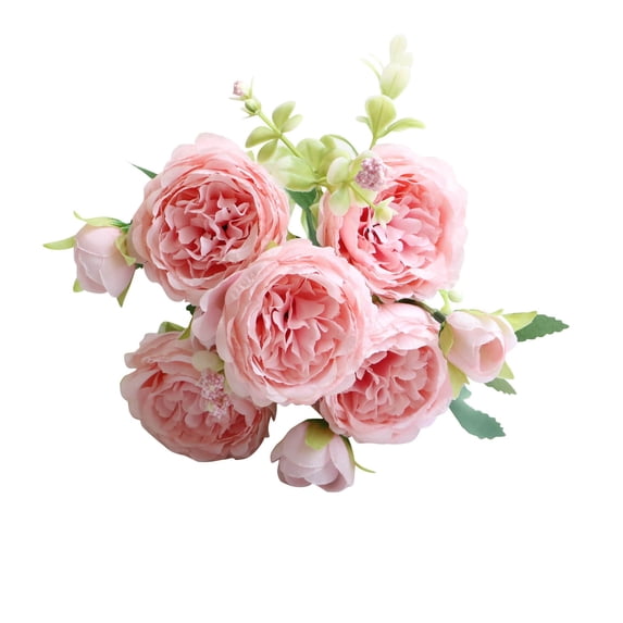 Artificial Flowers 5 Bundles Artificial Peony Flowers Rose Home Party Wedding Decorative Fake Roses Bouquet