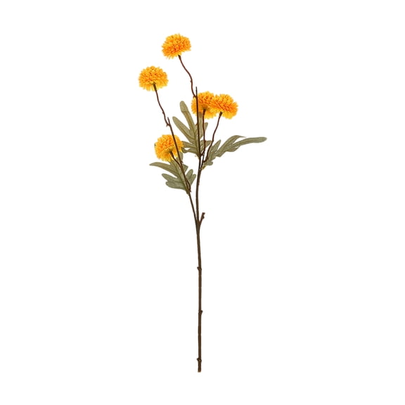 Artificial Flowers, 5 Heads Yellow Fall Chrysanthemum Dandelion, 1 Pack Single Stem, for Wedding Arrangement Home Living Room Table Centerpiece Indoor Autumn Decoration