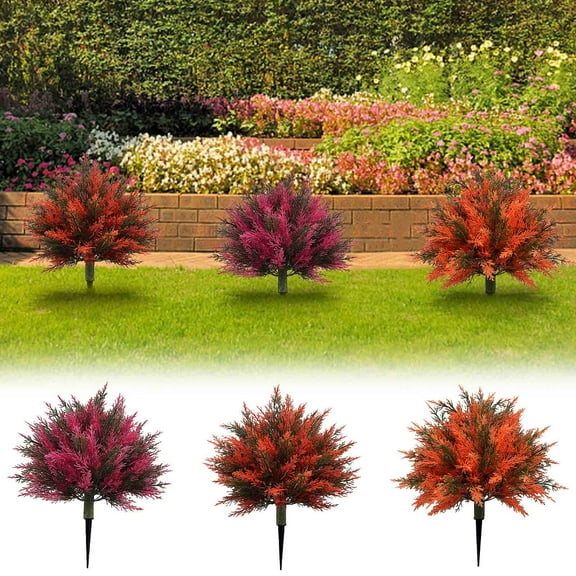 Artificial Flowers under $5! Yannianjz Artificial Fall Flower Bushes with Ground Stakes – Faux Floral Plants with Autumn Leaves for Outdoor Thanksgiving, Garden, Pathway, Porch Décor