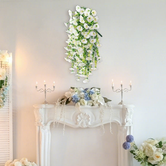 Artificial Flowers 5PC Simulated Morning Glory Eucalyptus Vine Wall Hanging Home Decor Wedding Decoration 75cm Long Faux Plants Hanging Decor