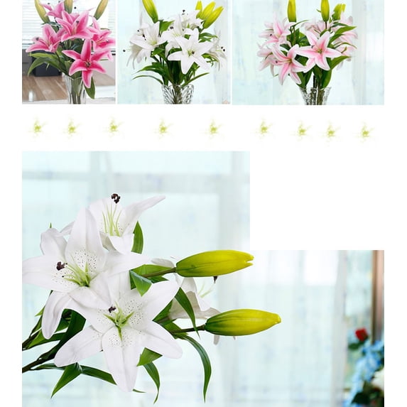 Artificial Flowers, 5pcs Artificial Full Bloom Artificial Latex Real Touch Flowers for Home Decor, Wedding, Parties, Offices