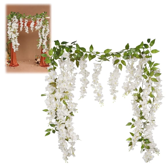Artificial Flowers 6 Feet 10 Branches Wisteria Tree Hanging Flowers Wisteria Rope for Home Garden Wedding Decoration,Practical Use,Indoor Use,Stylish Design,Enhance Home Aesthetics