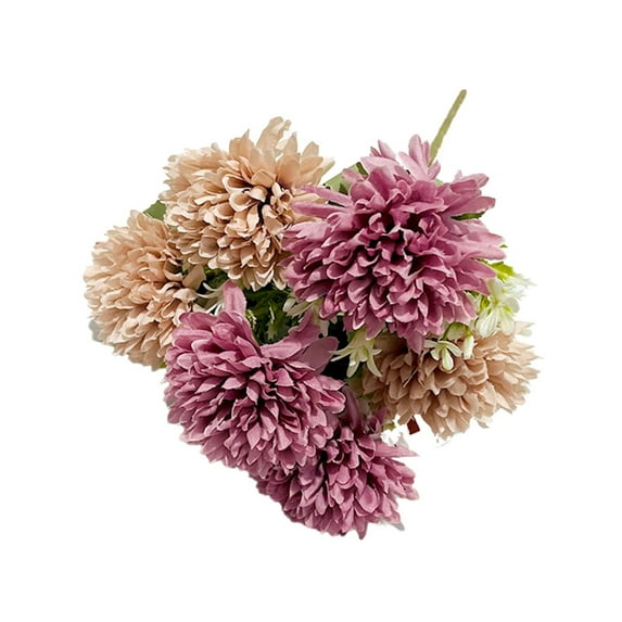 Artificial Flowers | 6-Head Artificial Chrysanthemum Bouquet, Fall Faux Flower Arrangement for Home Table Centerpiece, Wedding Thanksgiving Decor, for Vase Fillers & Seasonal Display