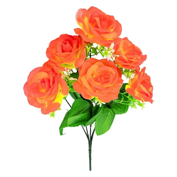 Artificial Flowers,6 Heads Artificial Rose Bouquet 35cm Rose Plastic Arrangement For Dining Table Home Wedding Centerpiece Decor Multi Colors Available