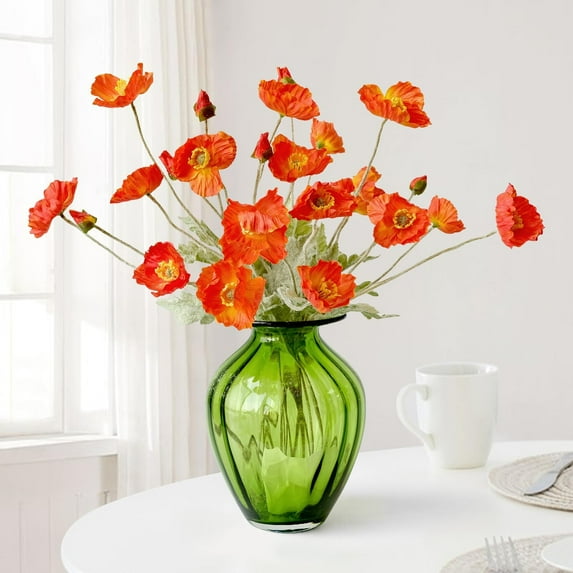 Artificial Flowers 6PCS Poppy Silk Bouquet,for Wedding, Home, Party Decoration,Table Centerpiece Arrangement
