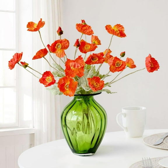 Artificial Flowers 6PCS Poppy Silk Bouquet,for Wedding, Home, Party Decoration,Table Centerpiece Arrangement