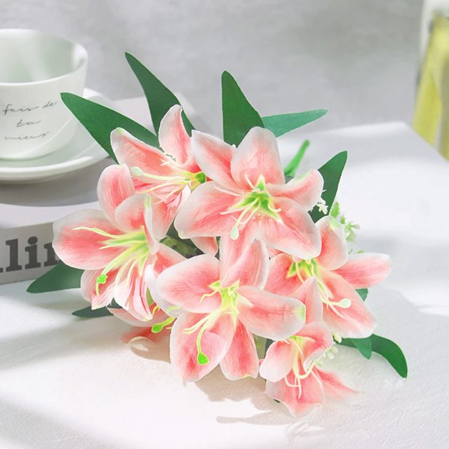 Artificial Flowers 7/10 Heads Lily Wedding Bride Bouquet Home Decor