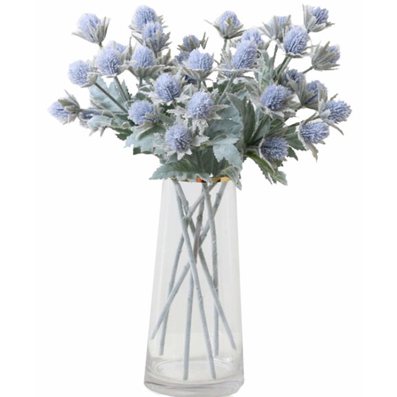 Artificial Flowers 7 Stems Ranunculus Bouquet, Bendable Stems Faux Plants for Home Decor, Adjustable Height Silk Flowers Arrangement for Living Room Centerpiece, DIY Vase Decoration(Mixed Blue)