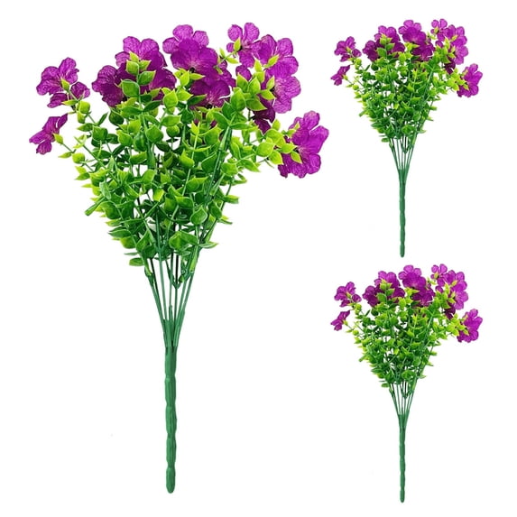 Artificial Flowers 8 Bundles - Fade-Resistant Faux Plastic Plants for Home/Office/Wedding Decor