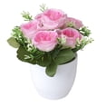 thumbnail image 1 of Artificial Flowers Arrangement with Vase Included,Pink Silk Roses in Pot,Dining Table Centerpiece Decorations,Fake Flowers in Vase,Faux Floral Arrangement for Spring Decor Home Office,1PC,7.8"x3.9", 1 of 9