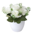 thumbnail image 1 of Artificial Flowers Arrangement with Vase Included,White Silk Roses in Pot,Dining Table Centerpiece Decorations,Fake Flowers in Vase,Faux Floral Arrangement for Spring Decor Home Office,1PC,7.8"x3.9", 1 of 9