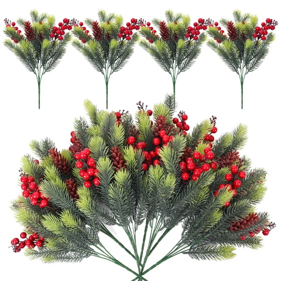 Artificial Flowers,Artificial Christmas Flowers Bouquet With Red Berry Christmas Winter Flowers Plants For Home Indoor Outdoors Table Decorations Garland Wreath Arrangemen