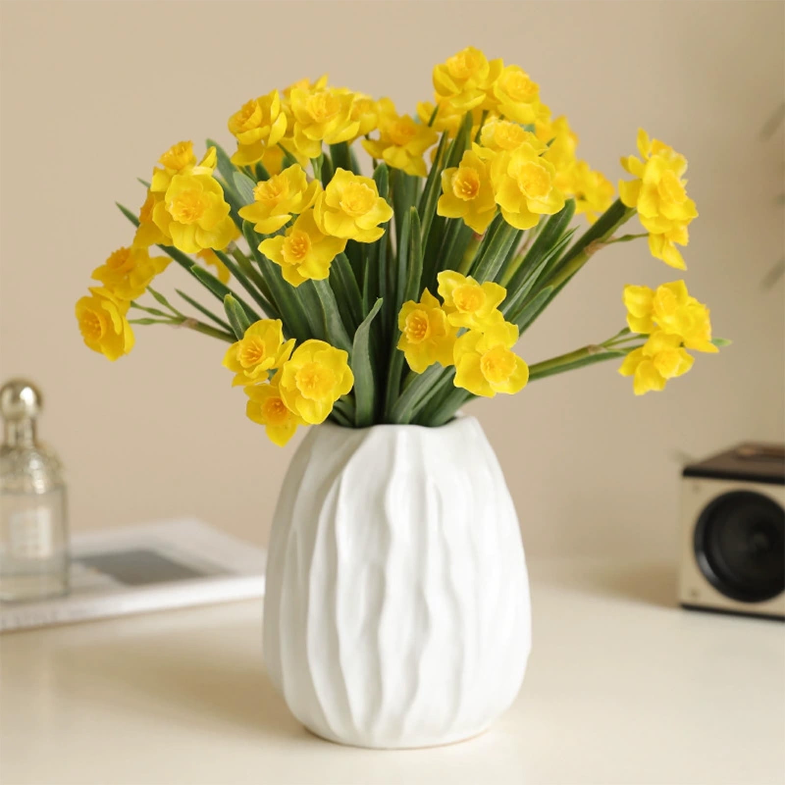 Artificial Flowers,Artificial Daffodil Flowers for Home Decor,Of 3 Tied ...