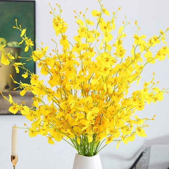 Artificial Flowers,Artificial Flowers Bouquet Realistic 5PCS Flowers Flowers Yellow Long Stem For Indoor Outdoor Wedding Home Decoration