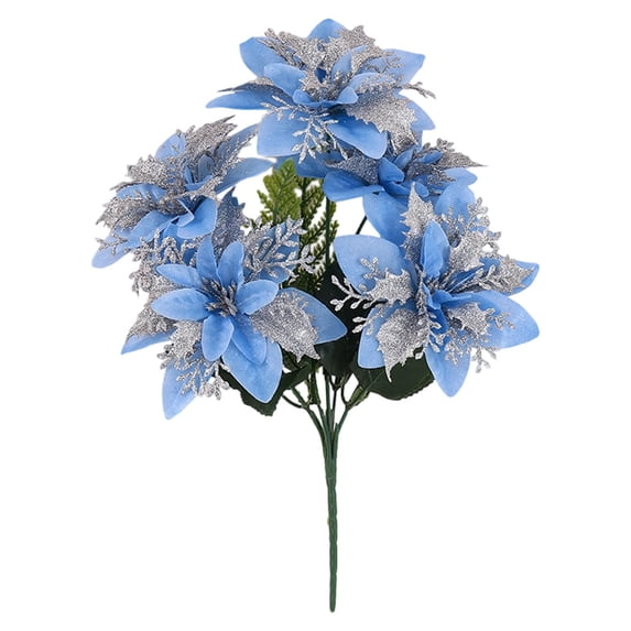 Artificial Flowers,Artificial Flowers Flowers Ornaments Glitter Flowers 5 With For Home DIY Craft Holiday Decor