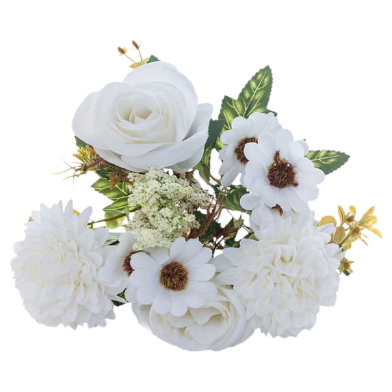 Artificial Flowers,Artificial Flowers Like Real Artificial Bouquet Artificial Roses Bouquet With Chrysanthemum Flowers For Centerpiece Table Wedding Home Decor