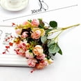 thumbnail image 1 of Artificial Flowers Artificial Flowers Rose Bouquets Faux Silk Floral Stems Fake Roses Home Decor for Living Room Bedroom Table 1 Piece Magenta Faux Flowers, 1 of 2