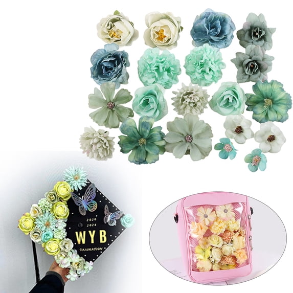 Artificial Flowers,Artificial Flowers Roses Flowers Heads For Crafts DIY Home Spring Garden Wildflower Garland Hanging Decoration Small Rose Fabric Flower Heads