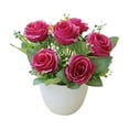 thumbnail image 1 of Artificial Flowers,Artificial Flowers With Small Plastic Vase Artificial Roses Plants Flower Arrangements Decorations For Home, 1 of 2