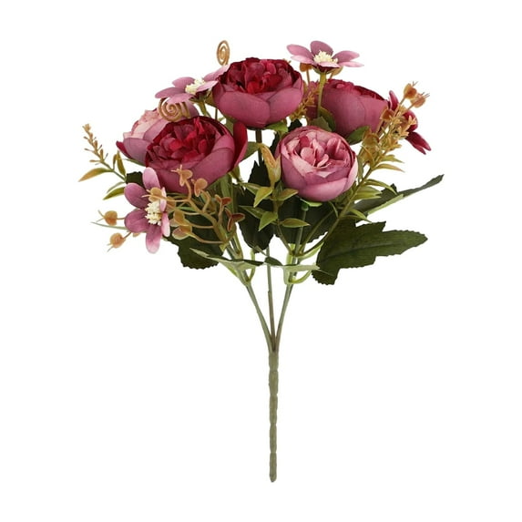 Artificial Flowers, Artificial Flowers for Decoration, Small Roses with Leaf Bouquet for Valentines Decoration Kitchen Wedding Office, 1 Pcs, 10.62"