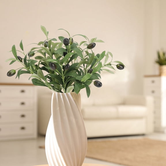 Artificial Flowers,"Artificial Olive Branch With Fruits: Single Stem Courtyard Styling For Wedding And Home Decor"