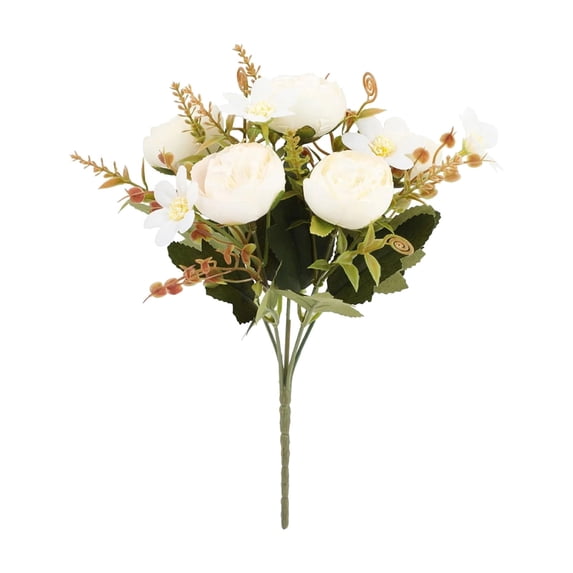 Artificial Flowers, Artificial Peony Small Silk Flowers Fake Peonies Bouquet Rose Flower Arrangement Table Centerpiece for Dining Wedding Party Home Decoration, 1Pc, Multicolor(Beige,10.6x4")