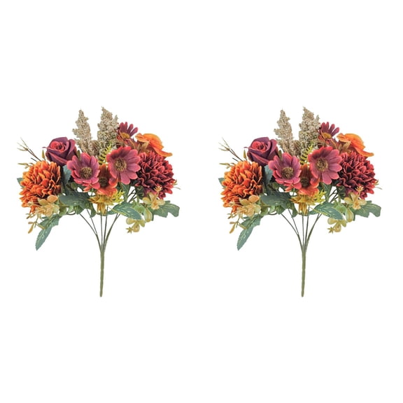 Artificial Flowers Artificial Rose Flowers Rose Flower Bouquet for Wedding Table Centerpieces Arrangement Home Kitchen Decor, Coffee*2