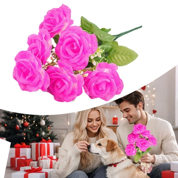 Artificial Flowers,Artificial Roses Flowers 6 Heads Arrangement Bouquet Meanings For Home Parties And Wedding Decoration