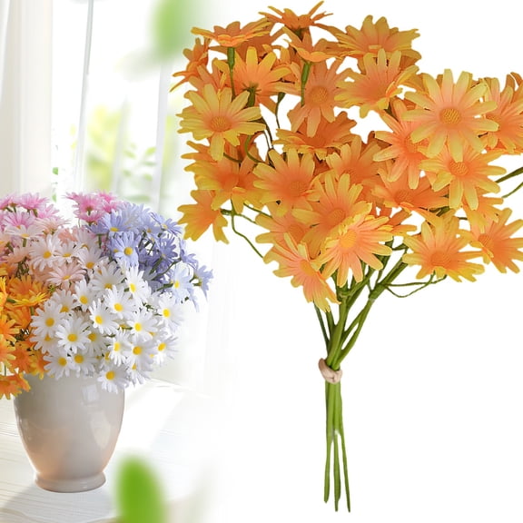 Artificial Flowers Artificial Silk Daisy Fake Flowers UV Resistant Outdoor Fake Wildflowers with Stems Greenery Shrubs Plants Arrangements for Home Garden for Decoration (Yellow)