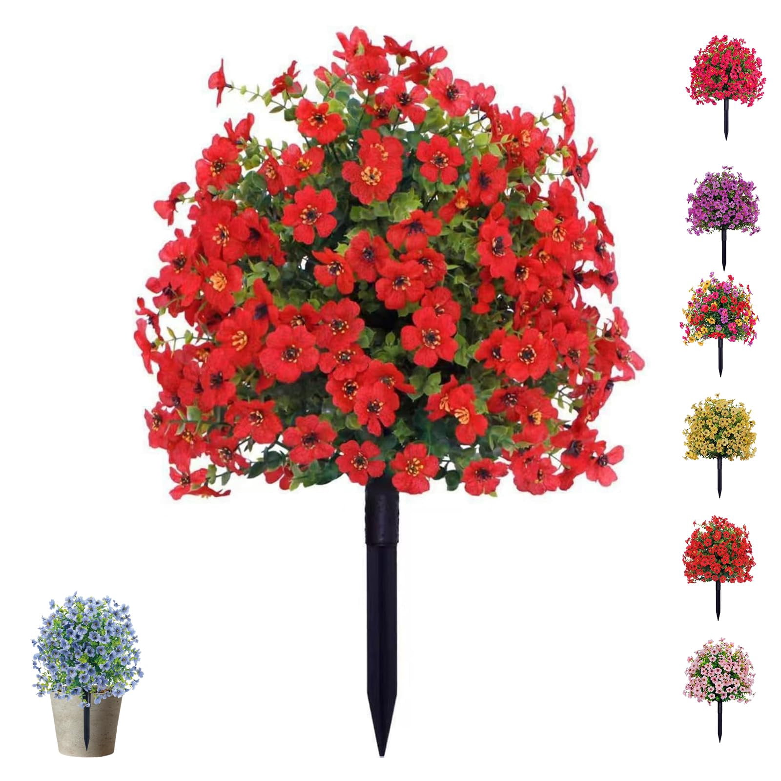 Artificial Flowers, Artificial Violet for Outdoor Indoor Garden Home Decoration, No Fade Fake Floral Stakes, UV Resistant & Waterproof, for Garden Patio Home Decor