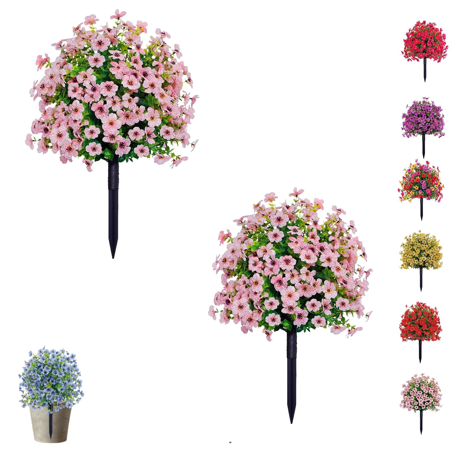 Artificial Flowers, Artificial Violet for Outdoor Indoor Garden Home Decoration, No Fade Fake Floral Stakes, UV Resistant & Waterproof, for Garden Patio Home Decor
