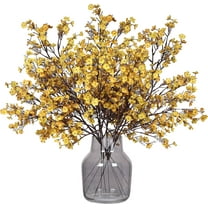 Artificial Flowers Babys Breath flower Bulk Faux Silk Gypsophila Bouquet Real Touch Silk Floral Arrangement for fall artificial flower Centerpiece Home Fireplace Table Decor (Autumn yellow Vase)