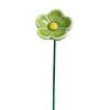 Artificial Flowers Bee Bowl, Garden Bees Feeder with Ground Stake, Ceramic Bees Feeder for Yard Garden Decor (Green)