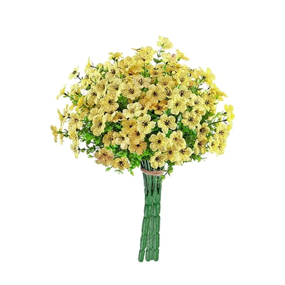 Artificial Flowers Bouquet 1 Bunch Yellow Plastic for Outdoor Home Indoor Planter